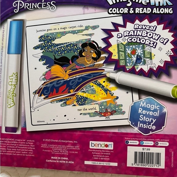Disney Princess Jasmine Magic Ink Activity Book - Blue and Pink CRAFT - Picture 2 of 2